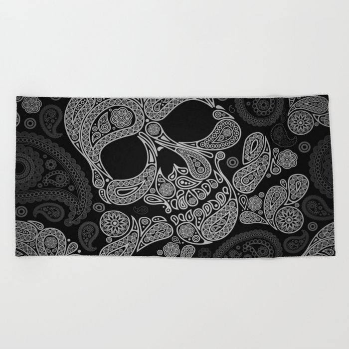 Dark Bohemian Skull Abstract Beach Towel