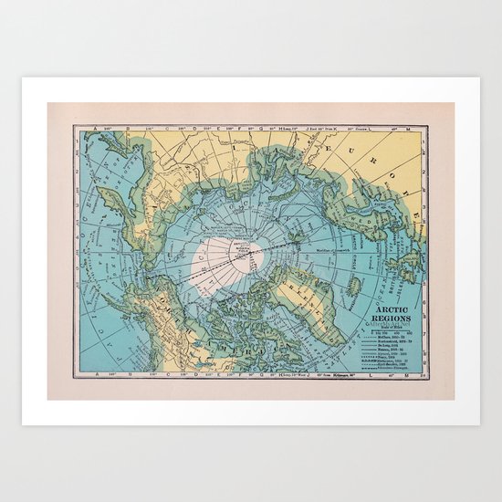 Vintage Arctic Map Art Print