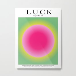 Gradient Angel Numbers: Angel Number 777 - Luck (Pink & Lime) Metal Print
