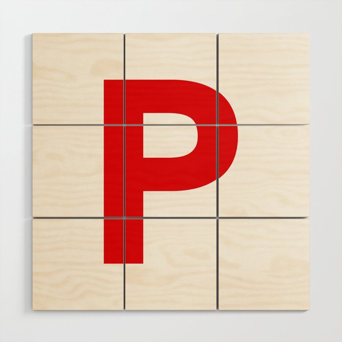 Letter P (Red & White) Wood Wall Art