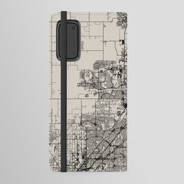 Roseville USA - City Map in Black and White Aesthetic - vintage, pillows, town, pot, canvas, map, di Android Wallet Case