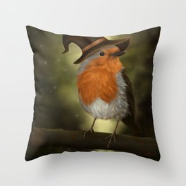 Autumn Robin Throw Pillow