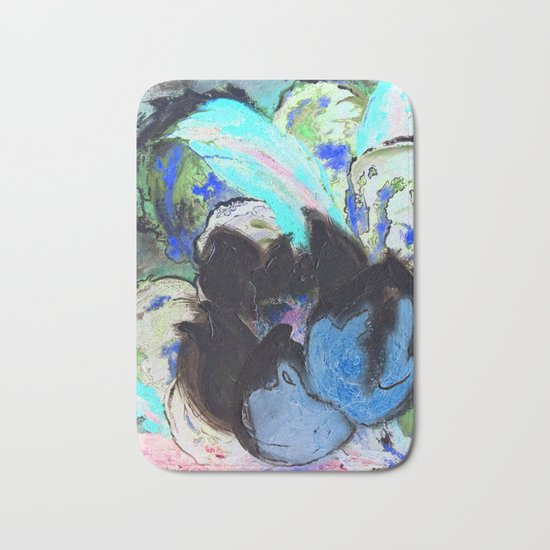 Purple Peonies in Shadow World Bath Mat