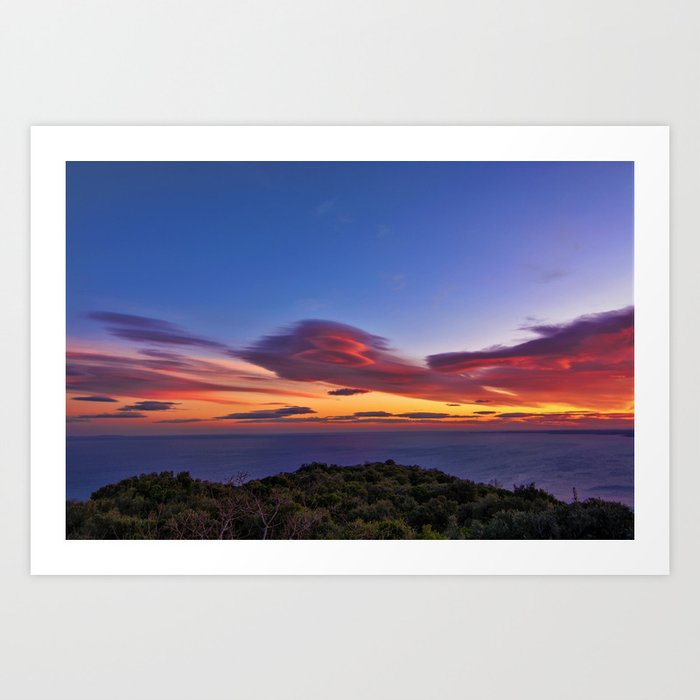 Lenticular Cloud Red Sunset Photographic Landscape Art Print