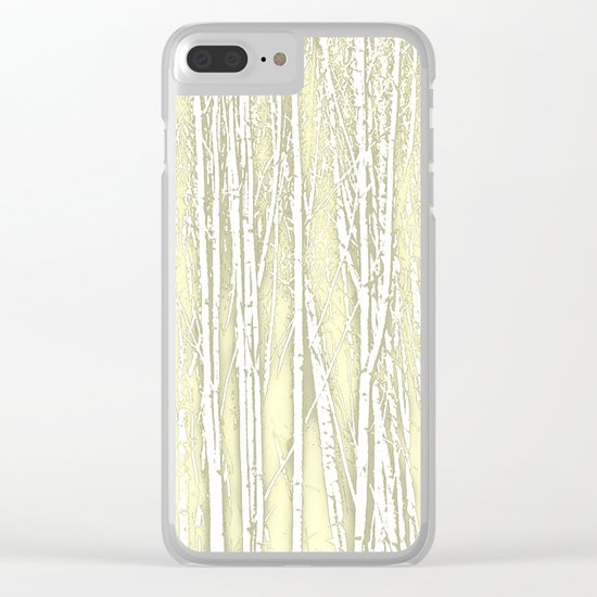 Birch Trees Pattern Soft Moss Clear iPhone Case