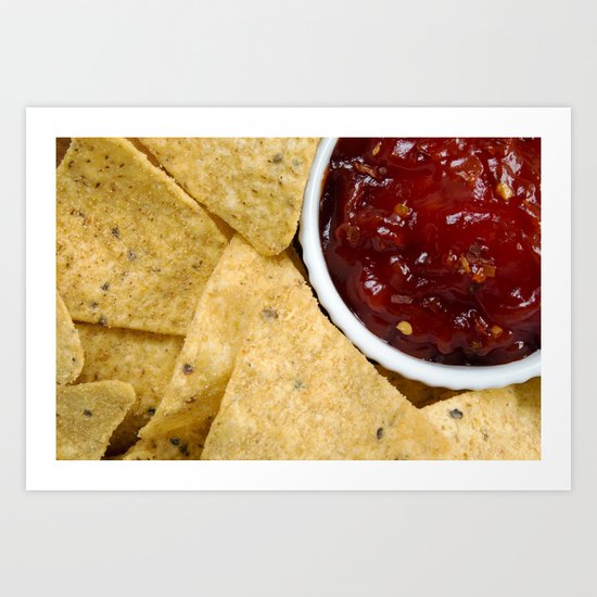 Nachos and Chilli Dip Overhead Art Print
