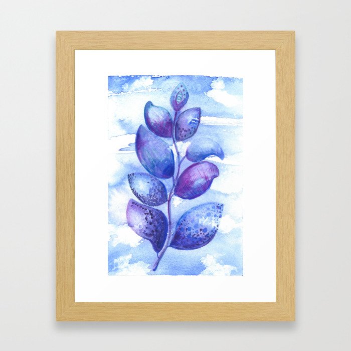 blue leaves Framed Art Print