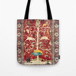 Silk Heriz Azerbaijan Northwest Persian Rug Print Tote Bag
