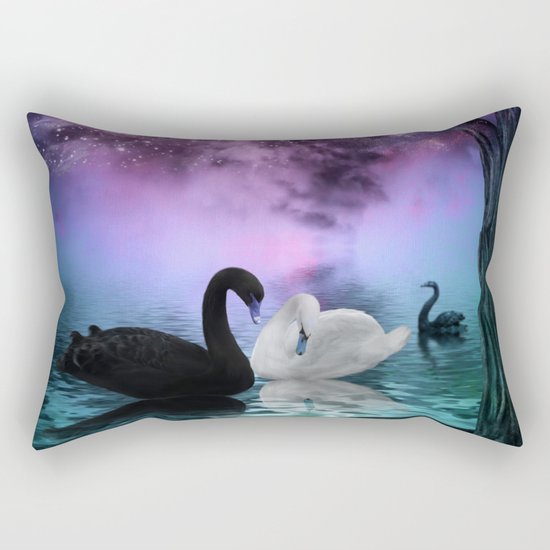 Wonderful black and white swan Rectangular Pillow