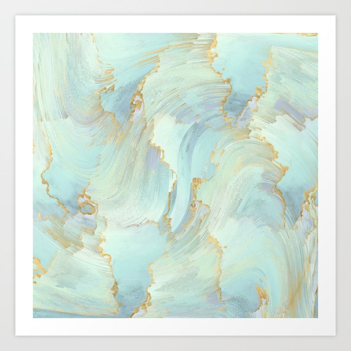 Mint Green Aqua Crystal Gemstones Art Print