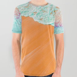 Coral Shore, Ocean Beach Photography, Summer Sea Sand Waves All Over Graphic Tee
