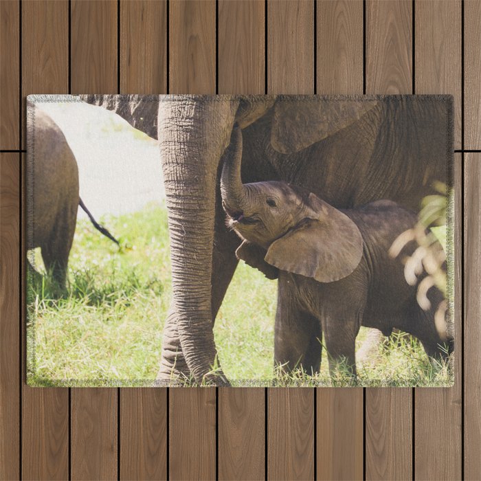 Elephant Mother & Baby Outdoor Rug
