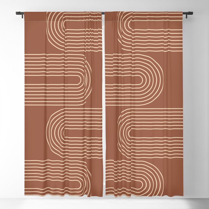 Geometric Lines Rainbow 13 in Terracotta Beige Blackout Curtain