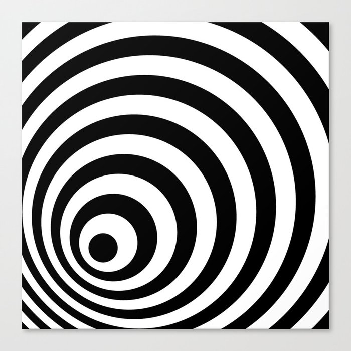 Eccentric Circles - Black & White Canvas Print