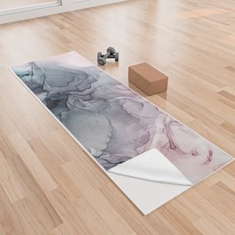 Blush and Payne's Grey Flowing Abstract Painting Yoga Towel