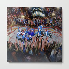 Hockey night in Quebec  Metal Print | Painting, Acrylic, Watercolor, Abstract, Vintage, Ink, Street Art, Illustration, Comic, Surrealism 