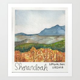 Shenandoah, Virginia-National Park-Watercolor Illustration Art Print