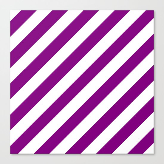 Diagonal Stripes (Purple/White) Canvas Print