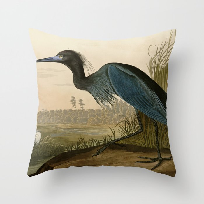 307 Blue Crane or Heron Throw Pillow