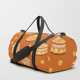 Sweet Cakes Print On Orange Background Pattern Duffle Bag