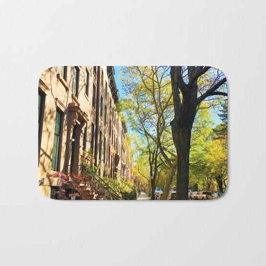 Cobble Hill Brooklyn New York in the Fall, Brownstones Bath Mat