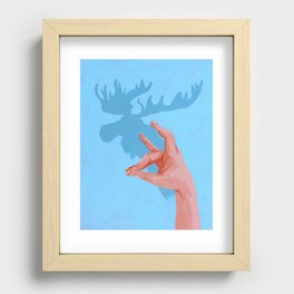Moose Shadow Puppet Acrylic Painting Recessed Framed Print