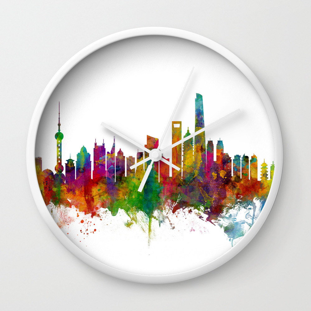 Shanghai China Skyline Wall Clock By Artpause Society6