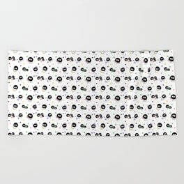 Cute Soot Sprites Eating Stars All-Over Pattern White Beach Towel