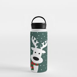 Reindeer in a snowy day (green) Water Bottle