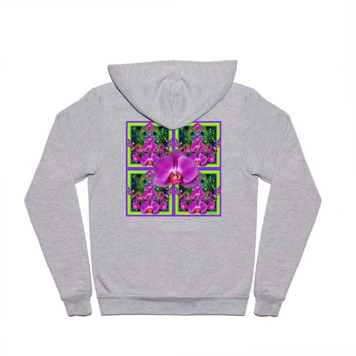 Green-Purple Tropical Orchids Pattern Design.  Hoody