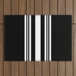 Black and white modern stripe pattern 04 Outdoor Rug
