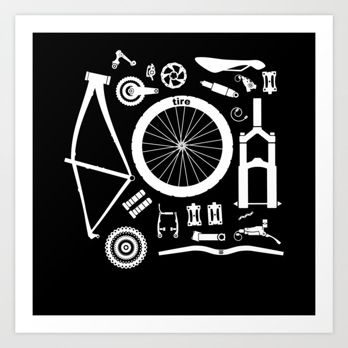 Mountain Bike Accessories Bicycle Biker Art Print