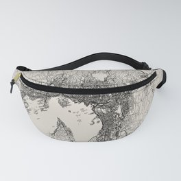 Oslo, Norway - City Map. Black and White Aesthetic Fanny Pack