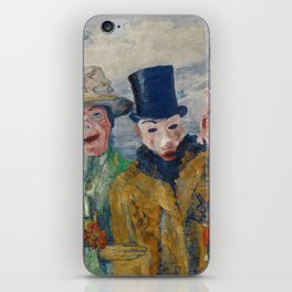 L'Intrigue; the masquerade ball party goers grotesque art portrait painting by James Ensor iPhone Skin