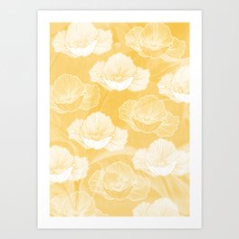 Poppy bloom - yellow Art Print