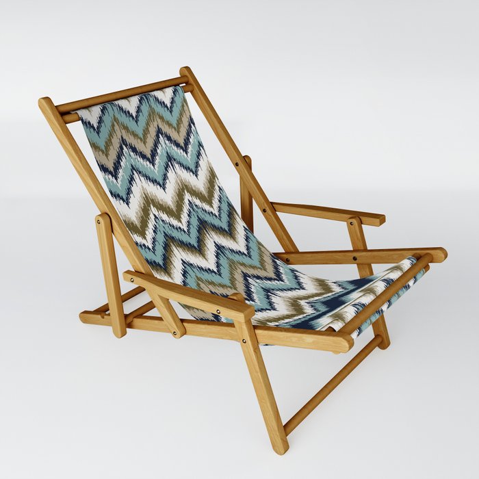 8-Bit Ikat Pattern – Blue & Tan Sling Chair