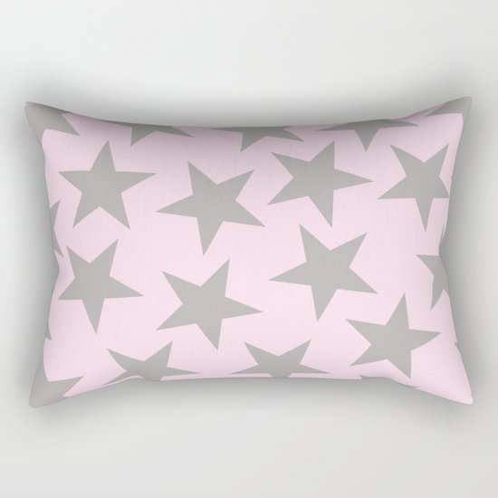 Grey stars on pink background pattern Rectangular Pillow