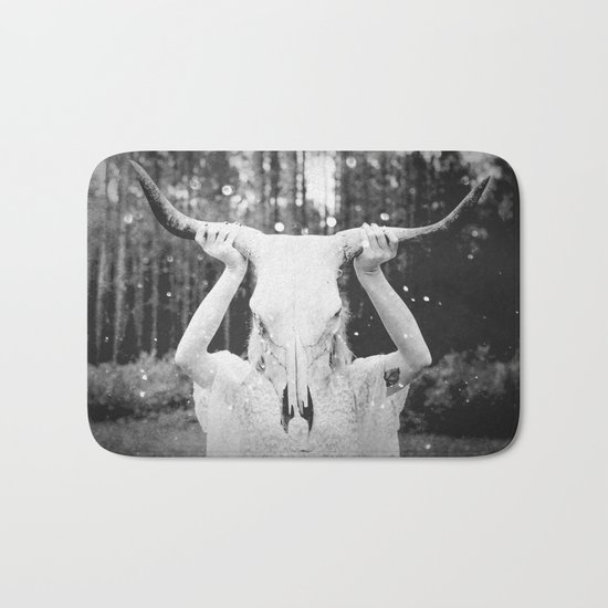 Bull Skull Tribal Woman Vintage Bath Mat