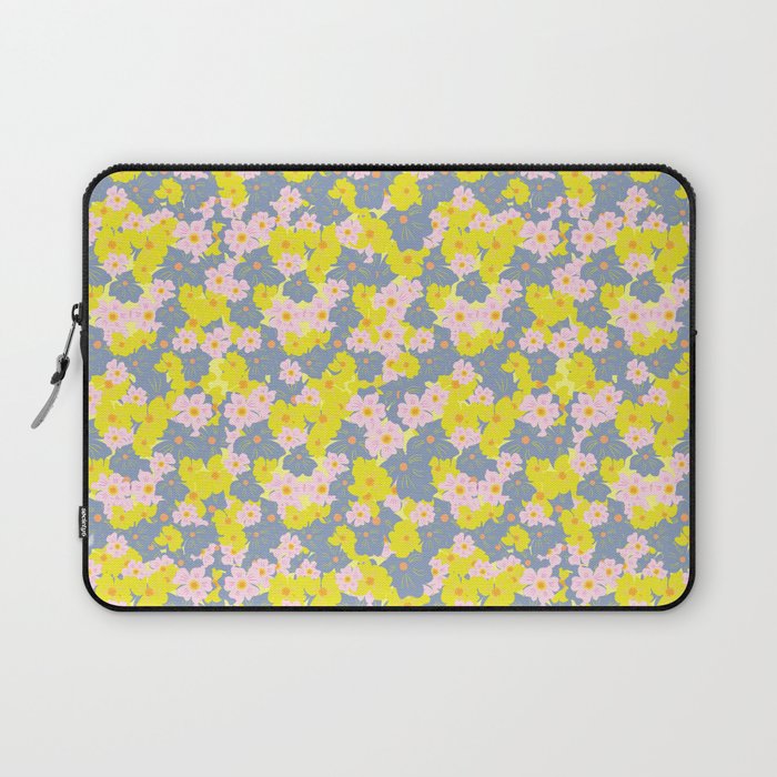 Pastel Spring Flowers Mini Yellow Laptop Sleeve