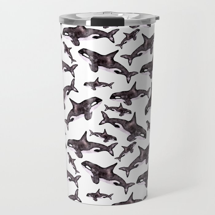 Watercolor Orca's Travel Mug