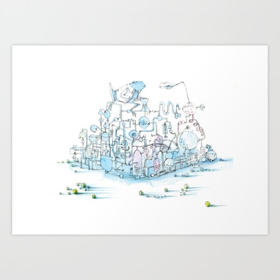 Scientist Frog Art Print