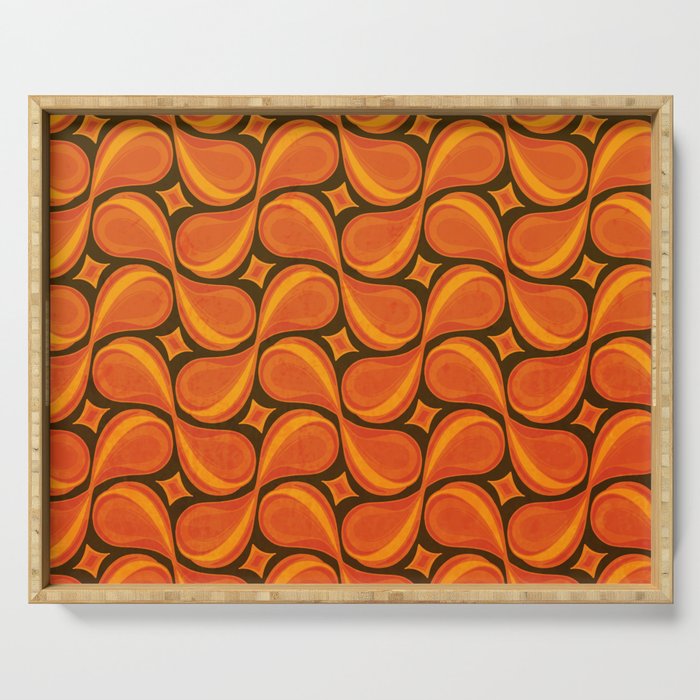 Mod retro Burnt Orange pattern Serving Tray