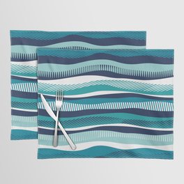 Float in // mint teal peacock and midnight blue waves Placemat