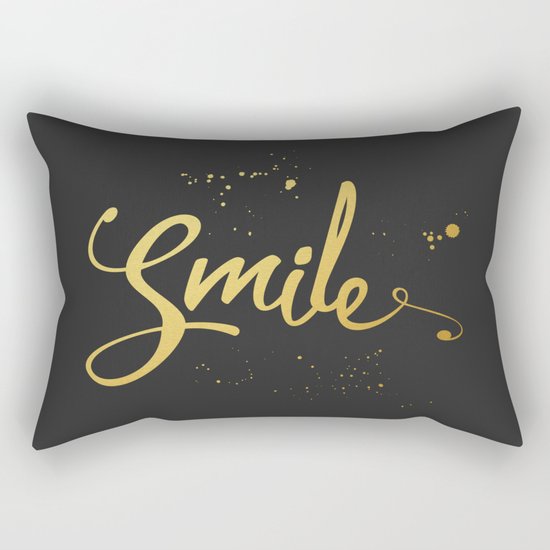 Gold Smile Quote Rectangular Pillow