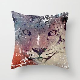 Snow Leopard In Cosmic Style Throw Pillow