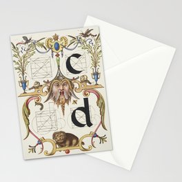Vintage calligraphy art 'C' and 'D' Stationery Card