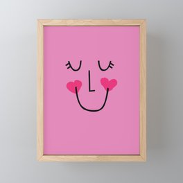 Fuchsia Smiley with heart cheeks Framed Mini Art Print