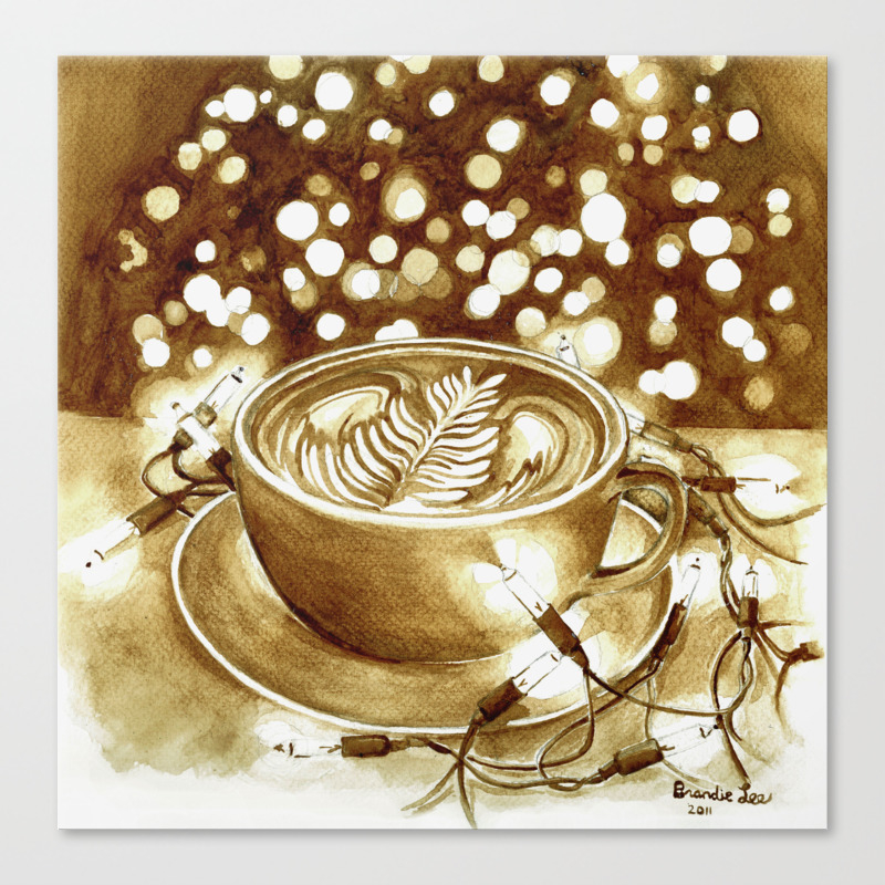 Latte Lights Coffee Painting 2 Canvas Print By Birdsflyover Society6