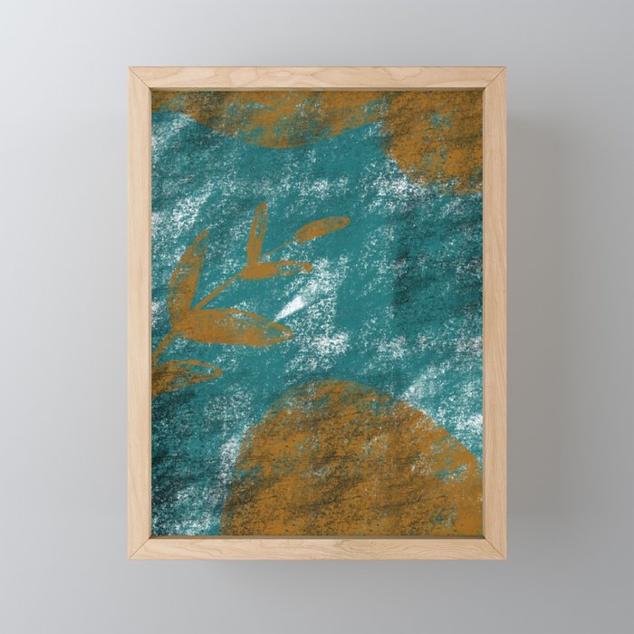 Brundagesto 3 - Contemporary Abstract Painting - Green and Marigold Yellow Framed Mini Art Print