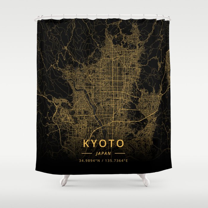 Kyoto, Japan - Gold Shower Curtain
